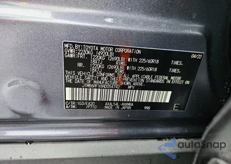 2022 Toyota Rav4 Xle Premium z USA, uszkodzony, nr VIN JTMB6RFV6ND054742